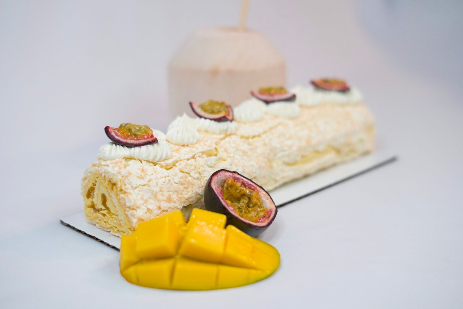 Mango Passion Fruit Meringue Roll